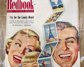 Vintage March 1951 Redbook magazine, original not reproduction...great for junk journal scrapbooking or wall decor