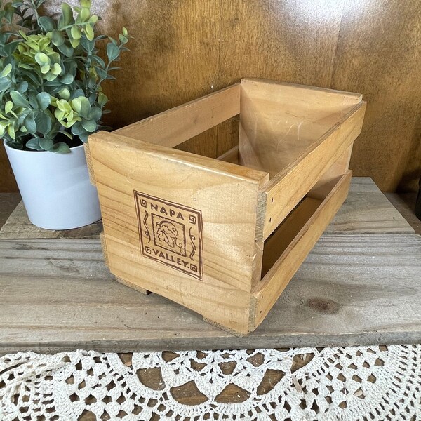 Vintage Napa Valley CD holder 1990s wooden box crate also holds DVDs