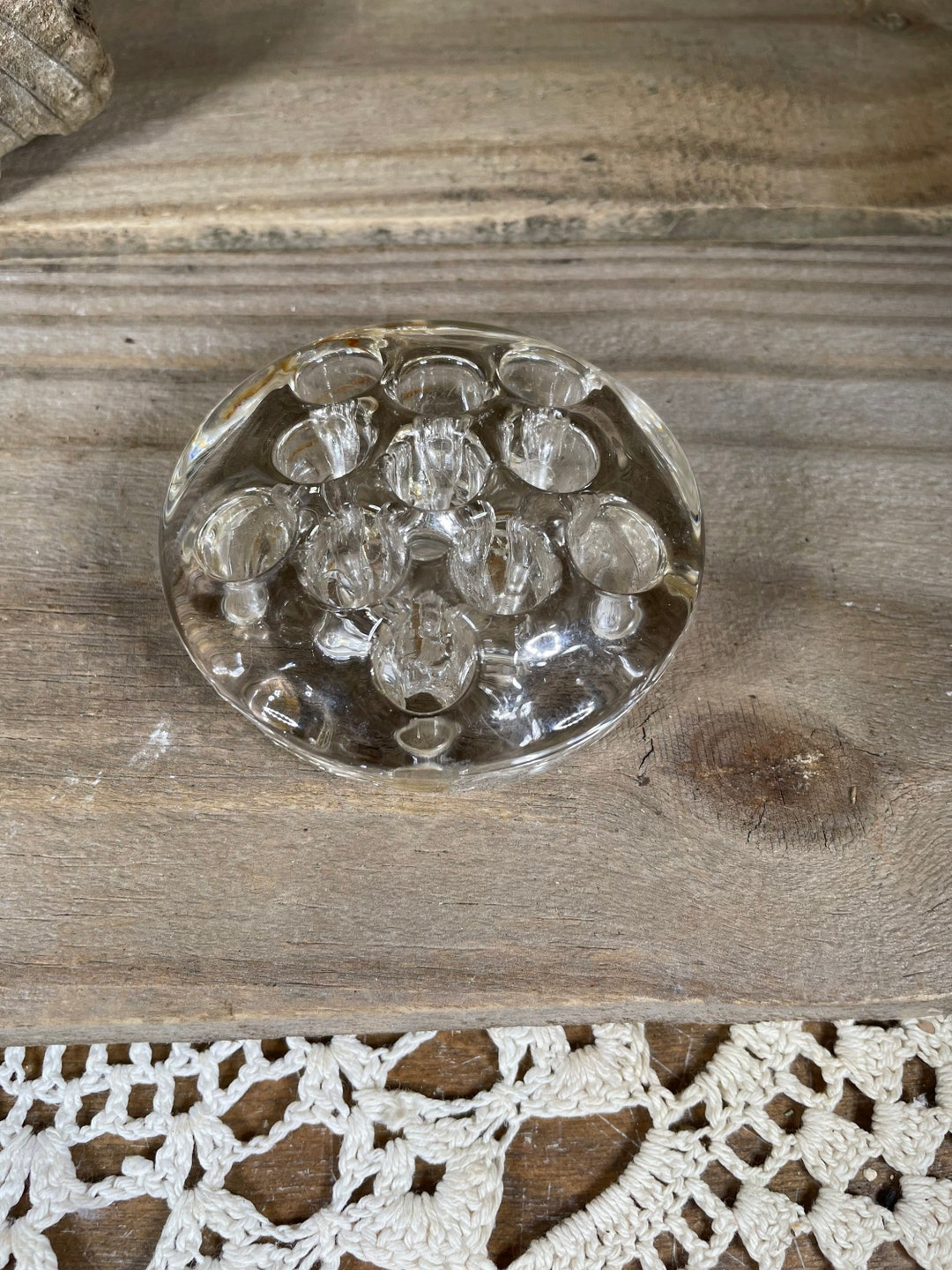 Vintage Glass Flower Frog, Floral Arranging Tool for Vase/planter Small