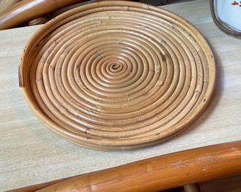 Vintage Bamboo Serving Tray Mid Century Modern Tiki Bar