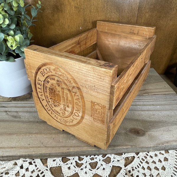 Vintage Napa Valley CD holder 1990s wooden box crate also holds DVDs