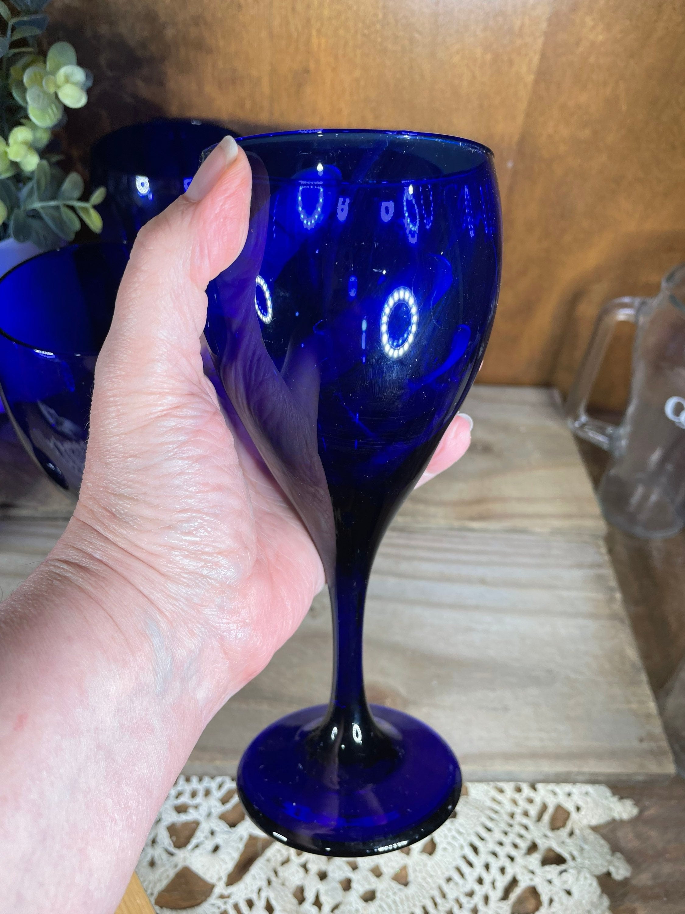 Libbey Cobalt Blue Wine Glasses, Set of 4 - Ruby Lane