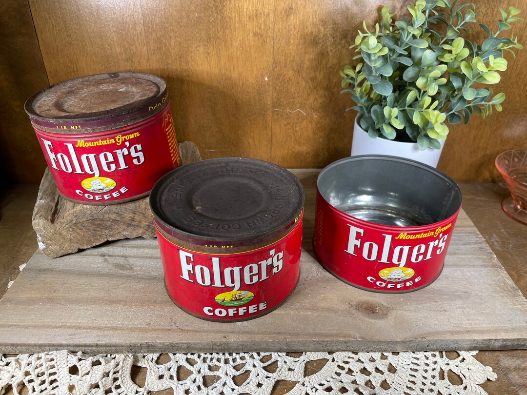 Vintage Folgers Coffee Tin Can Collectible Etsy