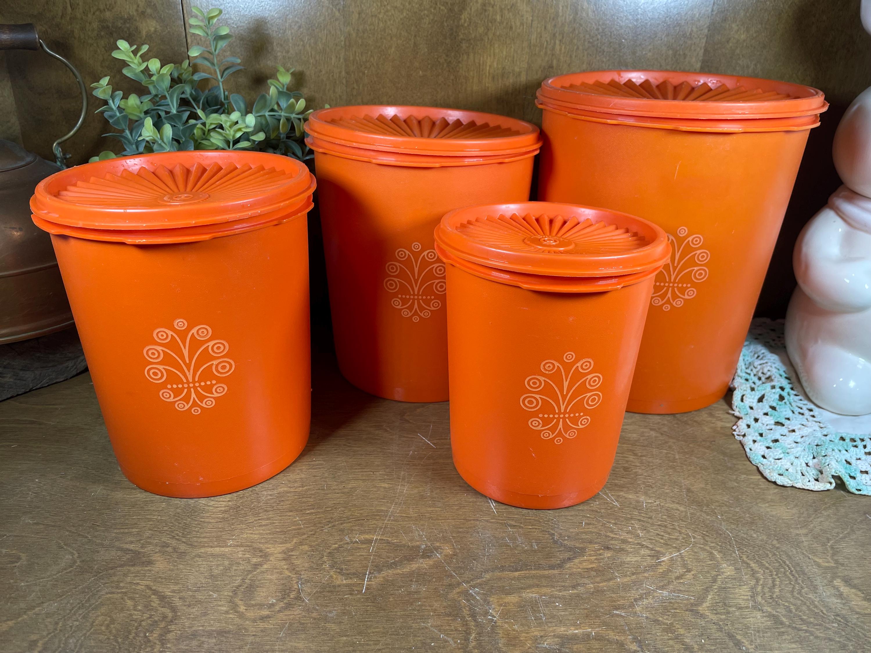 Vintage Orange Tupperware Kitchen Storage Canister Set - Etsy