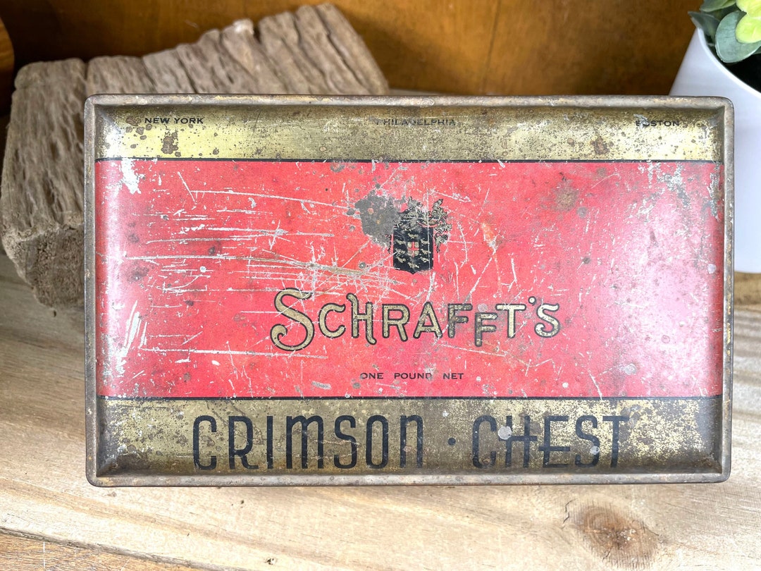 Vintage Candy Tin Schrafft's Crimson Chest Great for Etsy