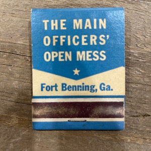 Vintage Fort Benning Main Officers' Open Mess matches match book