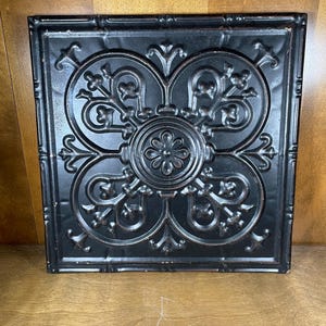 Vintage black ceiling tin tile wall decor or garden art