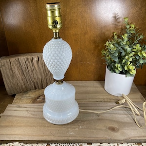 Vintage Milk Glass Lamp hobnail dresser vanity boudoir mantle table lamp original wiring works