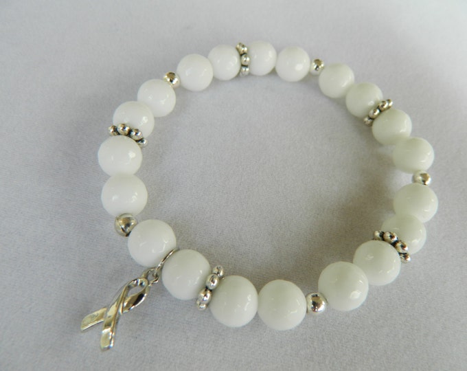 Lung Cancer White Onyx Awareness Bracelet Etsy