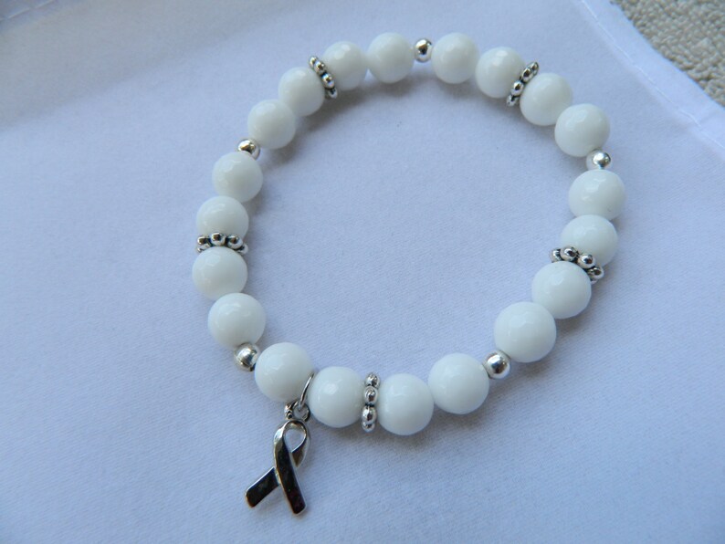 Lung Cancer White Onyx Awareness Bracelet Etsy