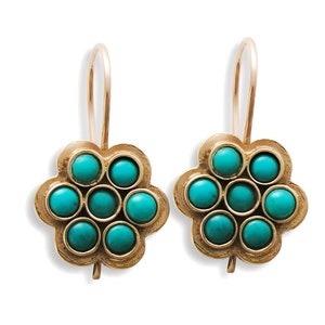 Moroccan Gold flower earrings with Turquoise
