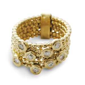 Set of 6 Dotted Diamond 14k Gold Stacking Rings