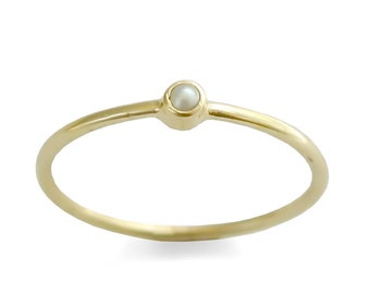 Gold and Pearl Skinny Ring