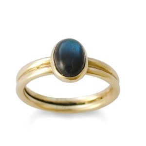 Classic Gold ring with Labradorite