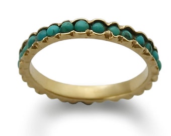 Gold Band with Turquoise Stones