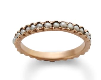 Rose Gold and Pearls Stacking Ring
