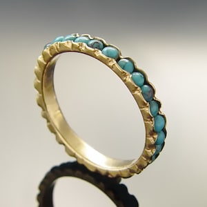 Gold and Turquoise Gemstones Eternity Ring