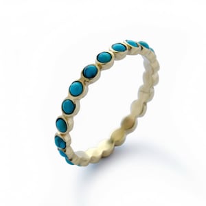 Turquoise stones gold stacking ring