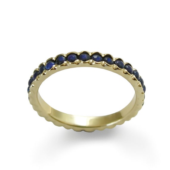Blue Lapis Lazuli stones eternity ring | Etsy