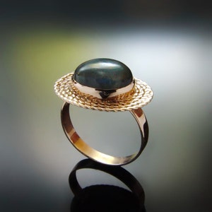 Braided Gold Ring with Labradorite