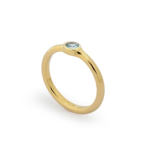 Gold Dainty ring with Blue Topaz