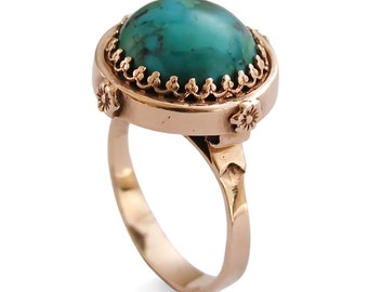 Turquoise and Gold Bohemian Ring