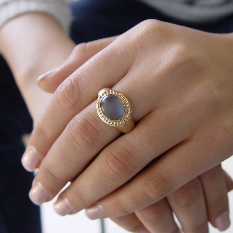 Gold Chunky Ring Blue Quartz - Etsy