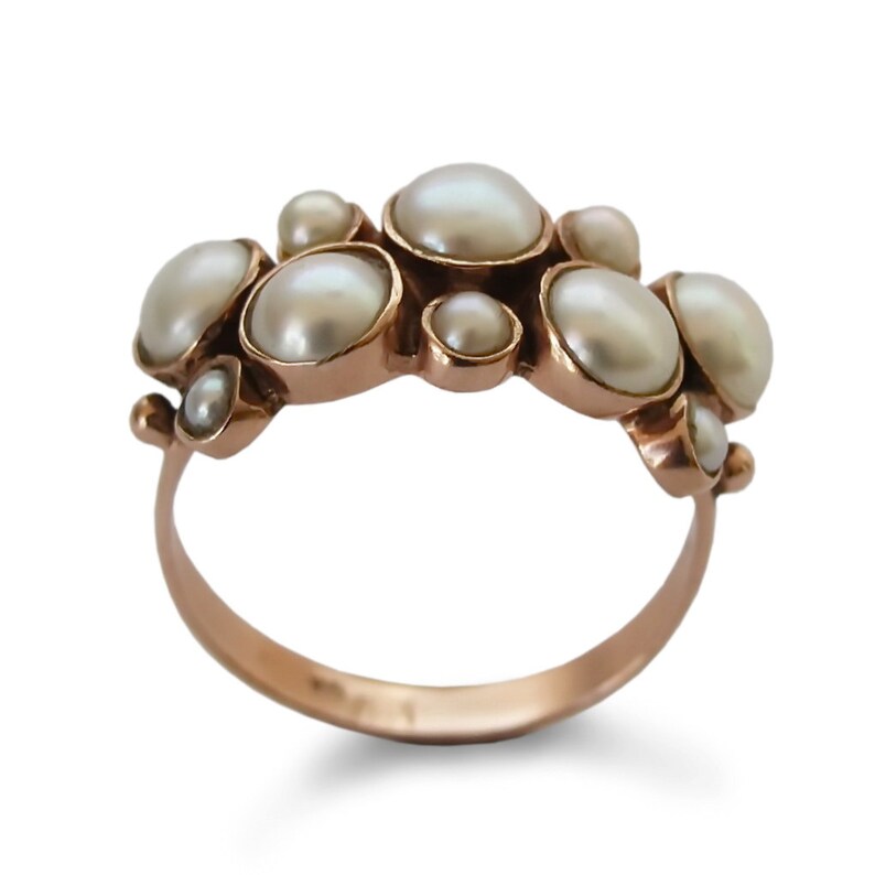 Gold and Pearls Statement Ring Etsy