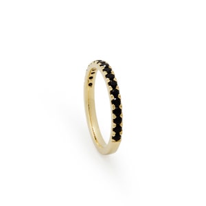 Dainty Gold Band with Black Onyx