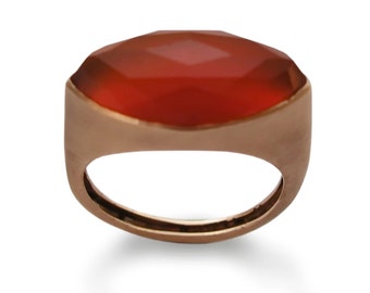 Marquise Rose Gold ring with Red Carnelian