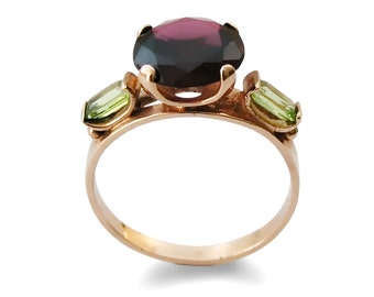 Granat und Peridot Statement Ring