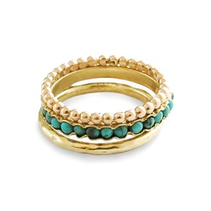 Set of 3 Gold Rings with Turquoise stones