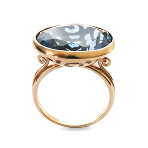 Large Blue Quartz and Rose Gold Estate ring