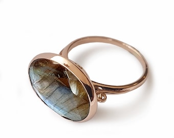 Rose Gold Estate Ring with Labradorite