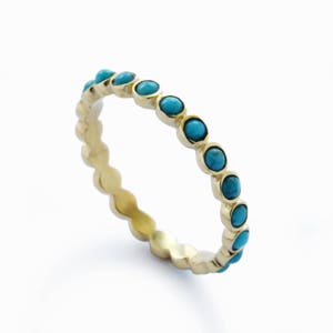 Turquoise Stones Gold Stacking Ring - Etsy