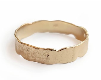 Organic Textured Gold Band Ring