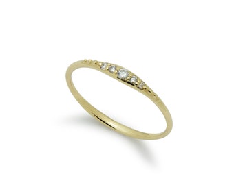 Gold Skinny Ring with Diamonds