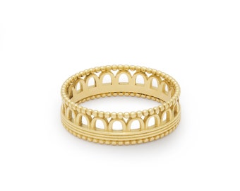 Wide Gold Band with Arches