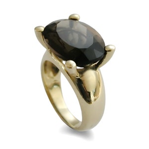 Gold Statement Ring with Smokey Quartz