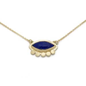 Gold necklace with Marquise Lapis Lazuli Charm