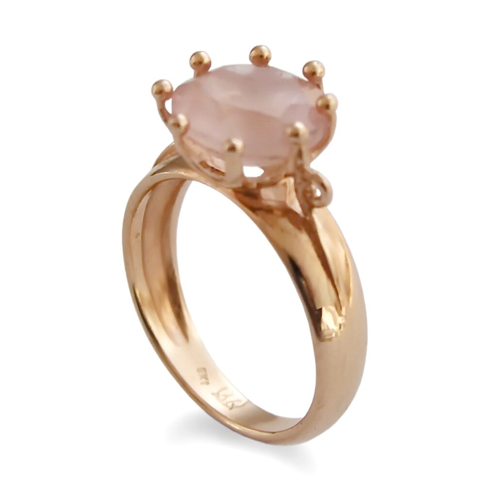 Oval Rose Gold Ring Large Engagement ring Rose Quartz Etsy
