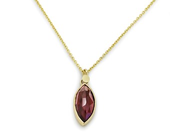 Gold necklace with Marquise Garnet Charm