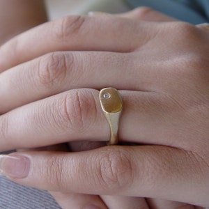 Square Gold Ring with a single Diamond
