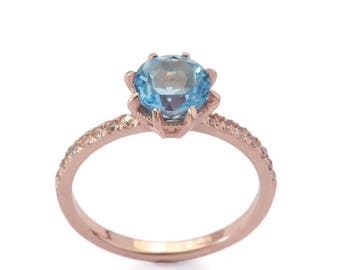 Classic Rose Gold Engagement Ring with Topaz