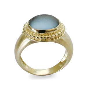 Round Blue Quartz and Gold chunky ring
