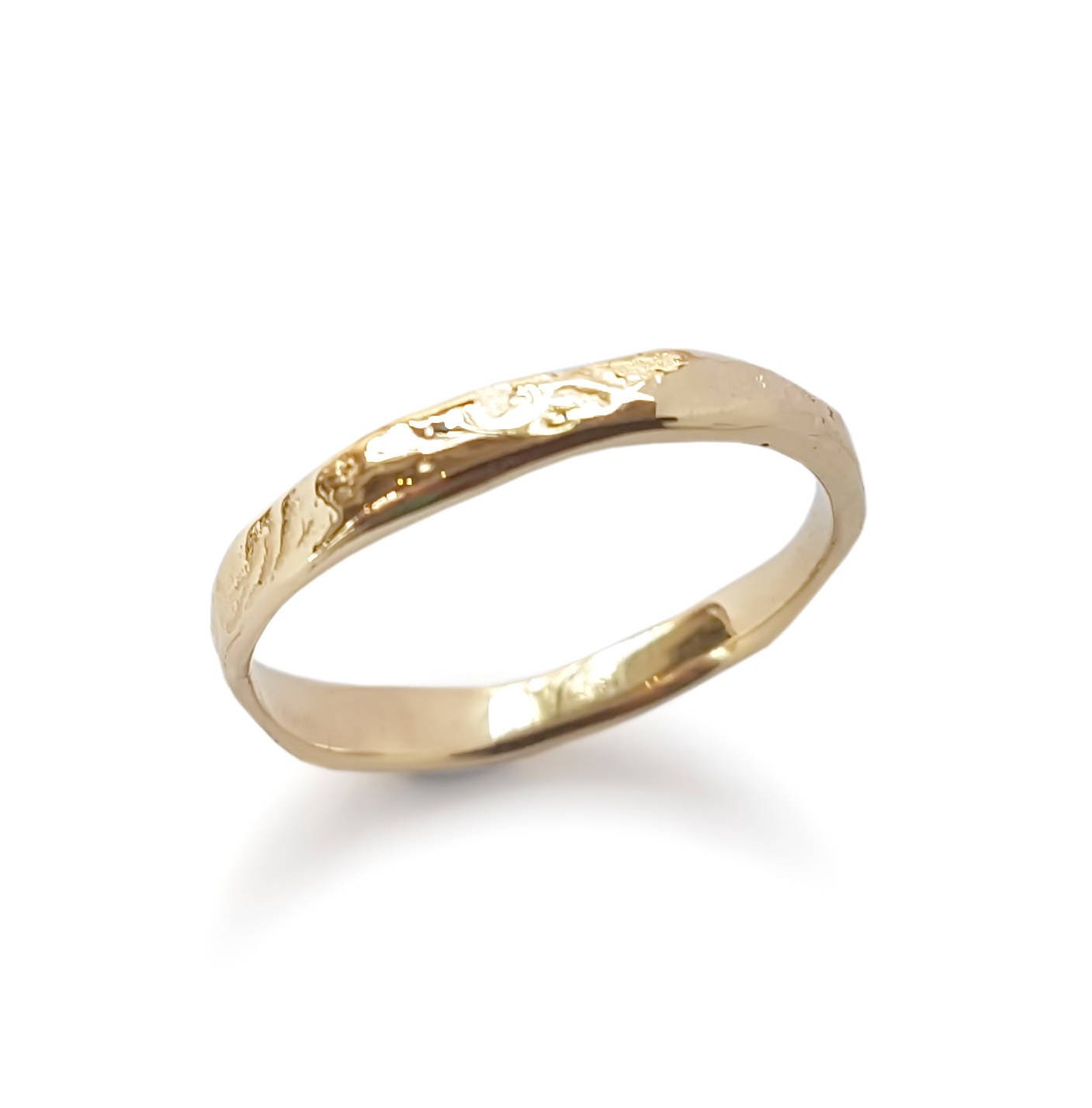 Textured Gold Classic Wedding Band - Etsy