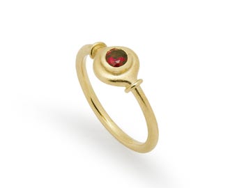 Solitaire Gold Ring with Ruby