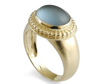Gold chunky ring Blue Quartz
