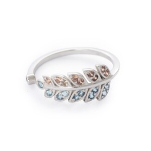 Topaz and Zircon Champagne Leaves ring