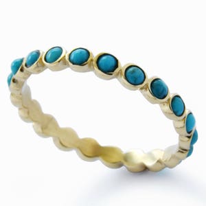 Turquoise Stones Gold Stacking Ring - Etsy